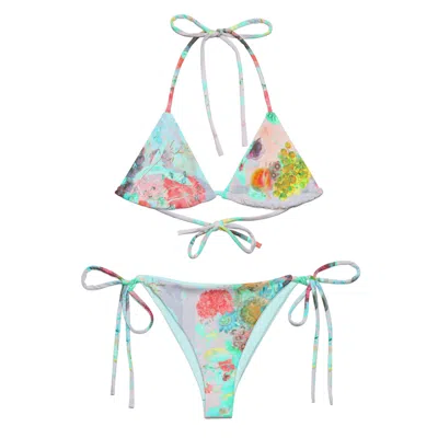 Formula S7 Women's Peaches & Grapes Floral Print Recycled String Bikini In Blue