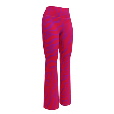 Formula S7 Women's Red Crimson Wild Sunset Zebra Stripes Flare Leggings