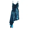 Formula S7 Women's Sequin Metallic Blue Velvet Dress In Blue