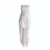 Formula S7 Women's Silk Ruched Bungee Dress - White In White