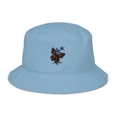 Formula S7 Women's Yellow / Orange / Black Butterfly & Flowers Organic Cotton Bucket Hat In Blue