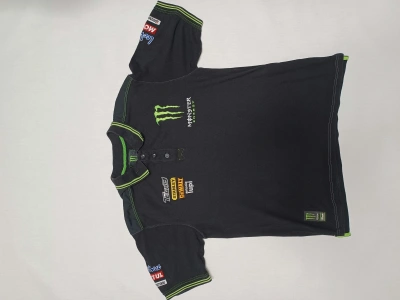 Pre-owned Formula Uno X Moto Monster Energy Racing Moto Embroidered Logos Polo In Black