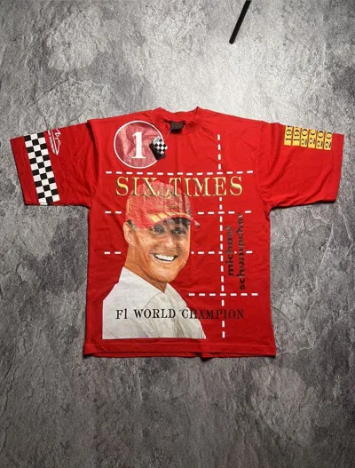 Pre-owned Formula Uno X Racing Nwt Michael Schumacher F1 Formula Racing Motorsport Tee In Red