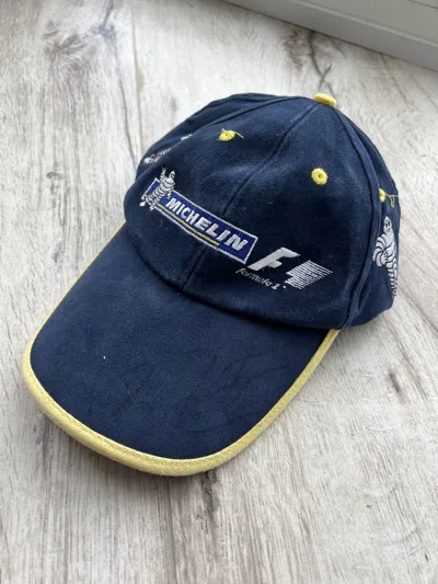 Pre-owned Formula Uno X Racing Signed Vintage Racing Cap F1 Michelin In Blue