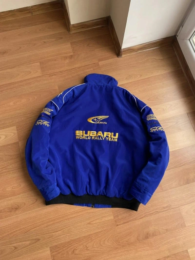 Pre-owned Formula Uno X Racing Vintage Subaru World Rally Team Bomber Jacket In Navy