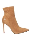 Fornarina Glam Woman Ankle Boots Camel Size 5.5 Leather In Sand