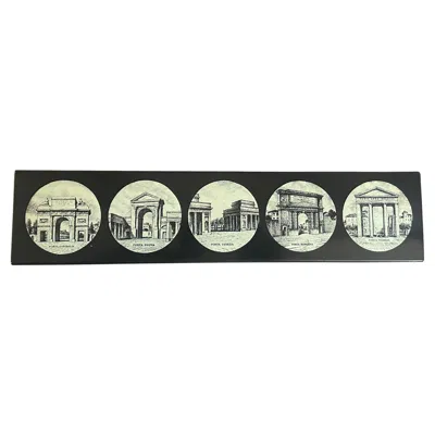 Pre-owned Fornasetti 1960s Mid-century Modern Cigarette Box Le Porte Di Milano By Piero  In Black