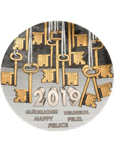 Fornasetti 2019 Calendar Plate In Gold