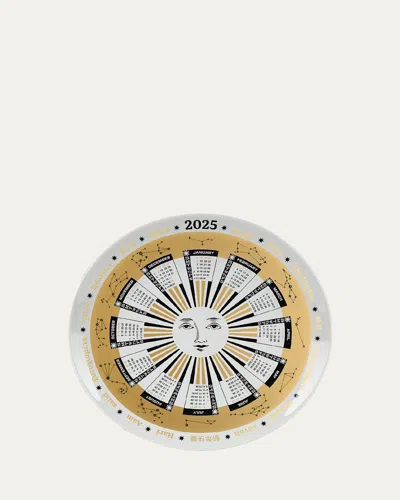 Fornasetti 2025 Calendar Wall Plate In Gold Black White