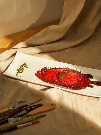 Fornasetti Affronto Hand-painted Porcelain Tray