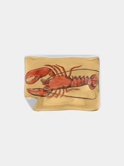 Fornasetti Aragosta Hand-painted Porcelain Ashtray In Multi