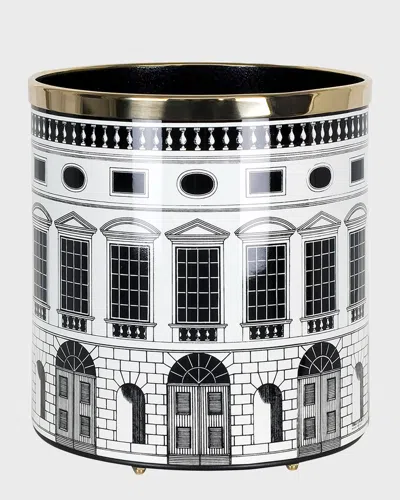 Fornasetti Architettura Paper Basket In Black/white