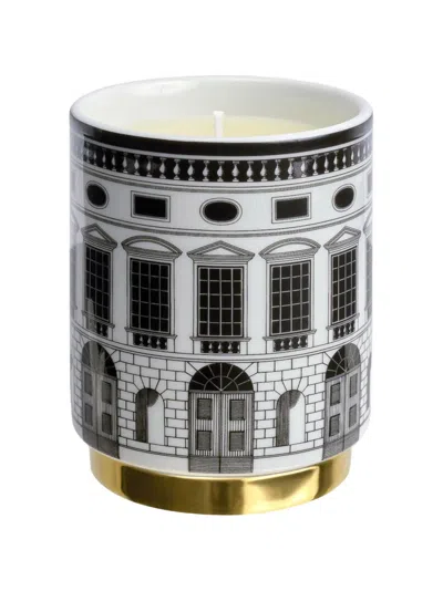 Fornasetti Architettura Print Gold-tone Base Candle In White