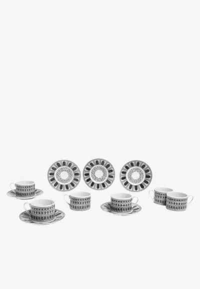 Fornasetti Architettura Tea Cup And Saucer Set - Set Of 6 In Multi