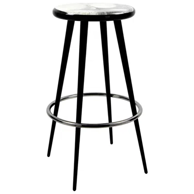 Pre-owned Fornasetti Bar Stool Tergonomico Handcrafted Black And White Wood