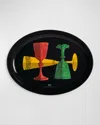 Fornasetti Bicchieri Oval Tray In Color On Black
