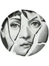 Fornasetti Broken Face Print Plate In White