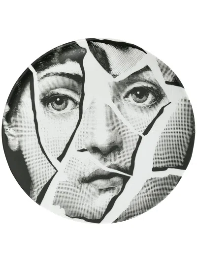 Fornasetti Broken Face Print Plate In White