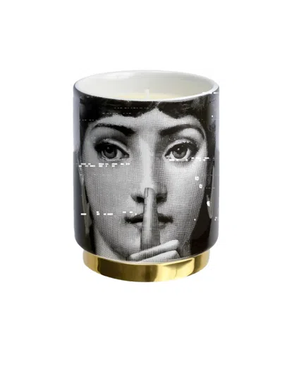 Fornasetti Brush-applied Face Porcelain Candle In Black