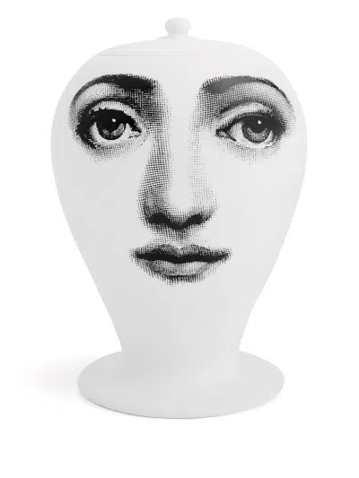 Fornasetti Buongiorno/buonanotte Vase (15cm X 9cm) In White