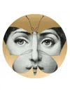 Fornasetti Butterfly Face Print Plate In Metallic