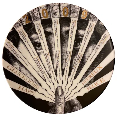 Pre-owned Fornasetti Calender Plate 2009 Porcelain N. 42 Italy In Sand