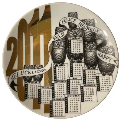 Pre-owned Fornasetti Calender Plate 2011 Porcelain N.44 Italy In Brown