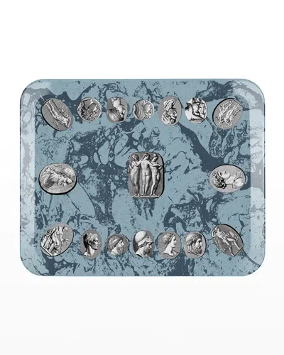 Fornasetti Cammei Tray In Blue