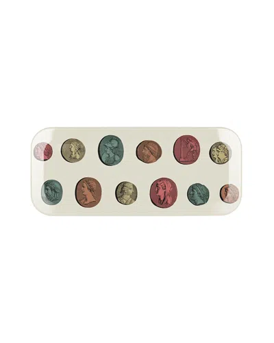 Fornasetti Cammel Tray - 25x60 Cm In White Multi