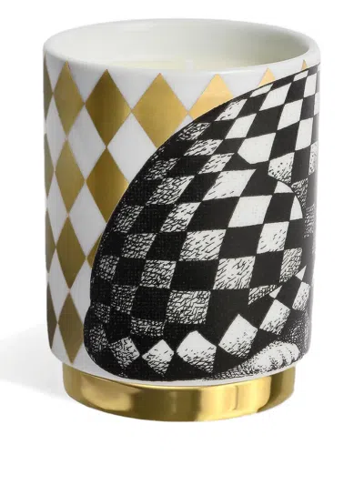 Fornasetti Cat-print Candle In White