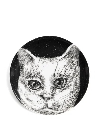 Fornasetti Cat-print Decorative Plate In Black