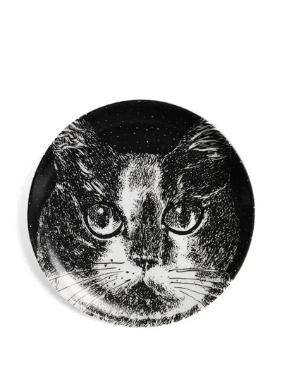 Fornasetti Cat-print Decorative Plate In Black