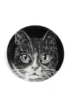 Fornasetti Cat-print Decorative Plate In Blue