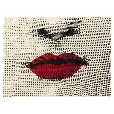 Pre-owned Fornasetti Cc-tapis -  Collection - Bocca Handmade Rug In Wool, Ready To Buy In Sand