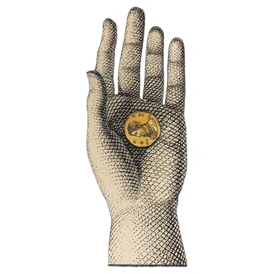 Pre-owned Fornasetti Cc-tapis -  Collection - Mano Con Moneta Handmade Rug In Wool And Silk In Sand