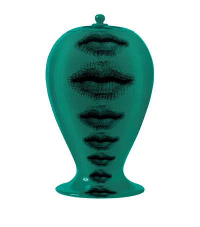 Fornasetti Ceramic Bocche Vase In Green