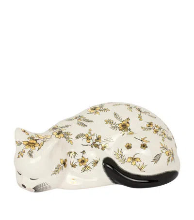 Fornasetti Ceramic Fiorato Cat Ornament In Multi