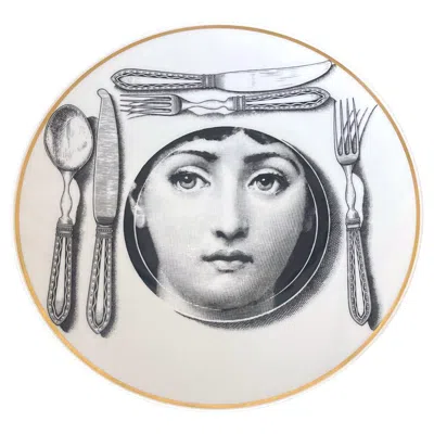 Pre-owned Fornasetti Ceramic Julia Dinner Plate By  For Rosenthal In Gray