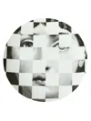 Fornasetti Checkboard Face Print Plate In White