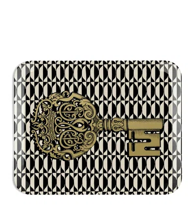 Fornasetti Chiavi And Losanghe Tray In Black