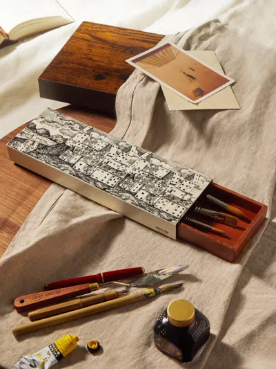 Fornasetti Città Di Carte Hand-painted Wood Box In Multi