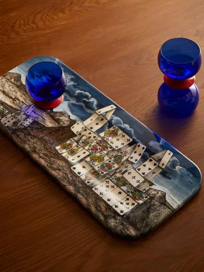 Fornasetti Città Di Carte Hand-painted Wood Tray (23.5in/60cm)