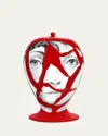 Fornasetti Cocci Vase In Blackwhite On Red