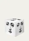 Fornasetti Cube With Drawer - Faces In Black/white