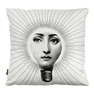 Pre-owned Fornasetti Cushion Abbaglio From The Series Tema E Variazioni Cotton In Gray