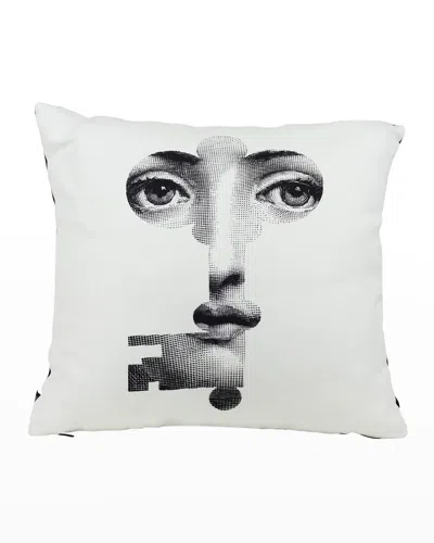 Fornasetti Cushion Chiave Face In Key In White