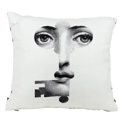 Pre-owned Fornasetti Cushion Chiave Key From The Series Tema E Variazioni Cotton In Gray