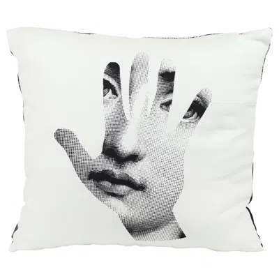 Pre-owned Fornasetti Cushion Mano Hand From The Series Tema E Variazioni Cotton In Gray