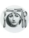 Fornasetti Face Print Cutlery Plate In White