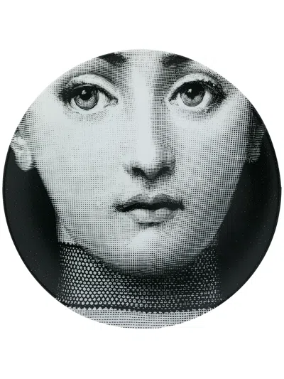 Fornasetti Face Print Plate In Black
